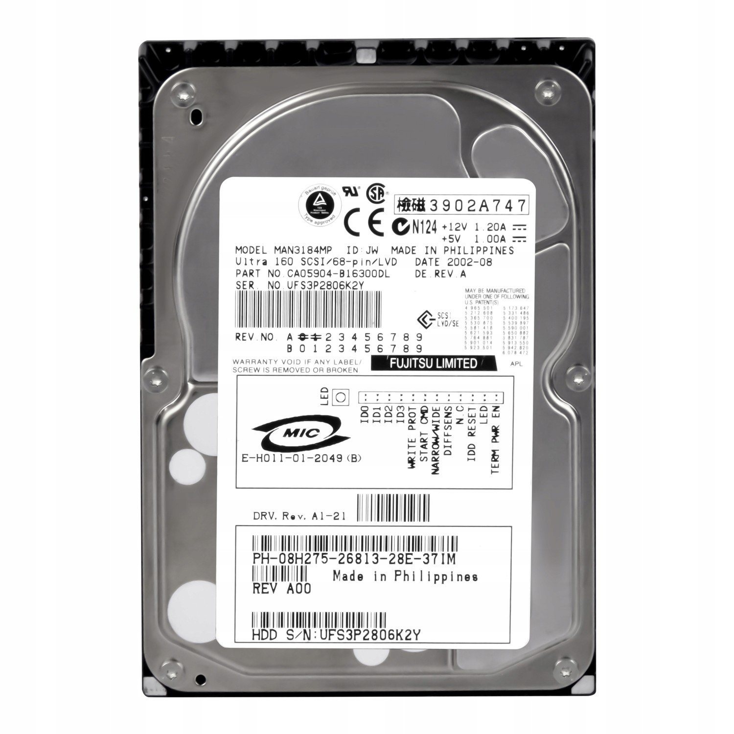 Dell 08H275 18GB 10K 8MB Scsi U160 3,5'' MAN3184MP