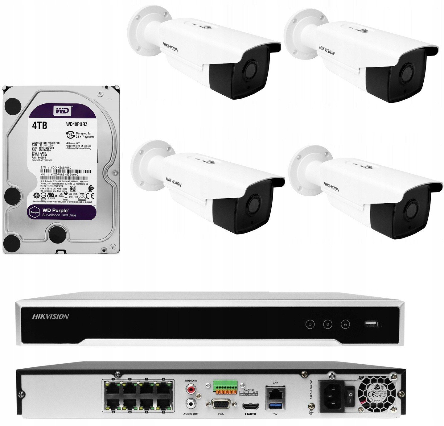 Monitoring Set Ip Kamer Hikvision Poe 8mpx IR80