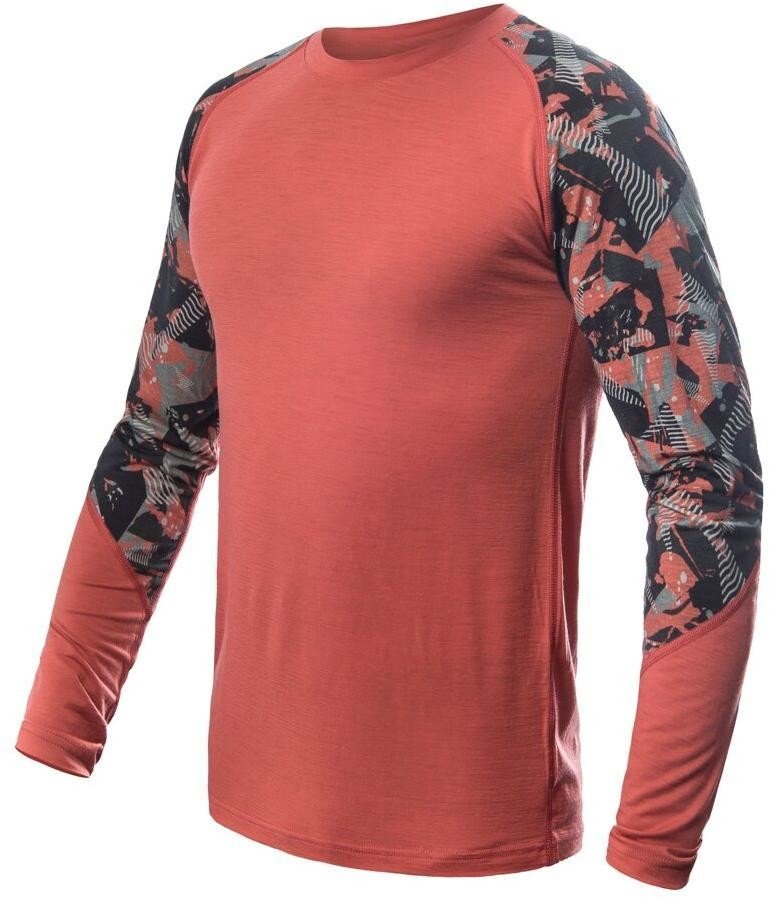 Sensor Merino Impress pánské triko dl.rukáv terracotta/rush