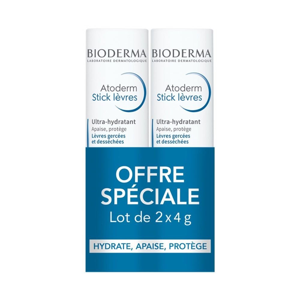 Bioderma Sada péče na suché a popraskané rty Atoderm 2 x 4 g