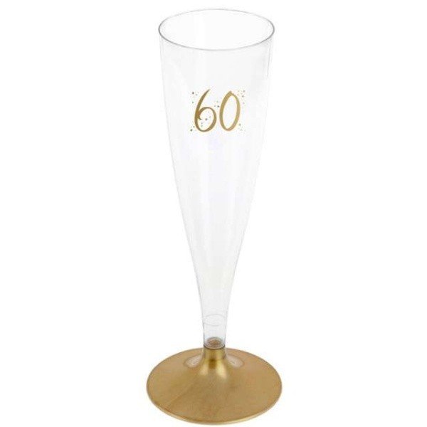Šampusky plastové 60. narozeniny zlaté 14 cl 6 ks