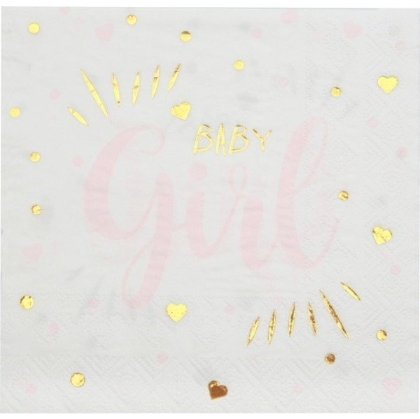 UBROUSKY papírové metalické Baby Girl 33x33cm 20ks