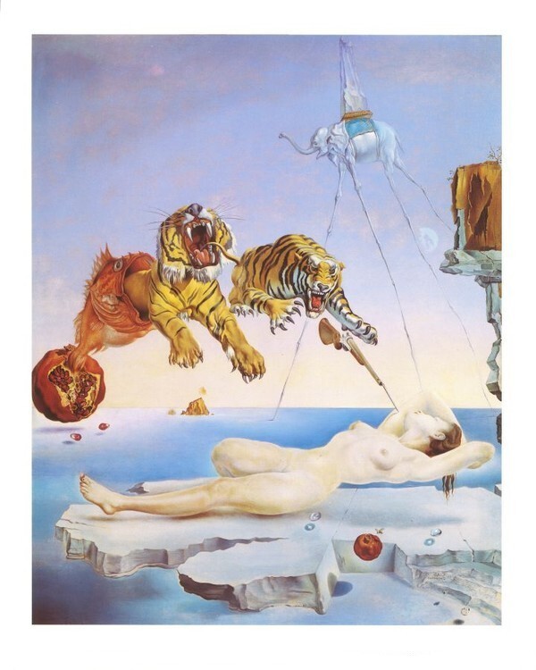 MIGNECO&SMITH Umělecký tisk Sen vyvolaný letem včely kolem granátového jablka sekundu před probuzením, 1944, Salvador Dalí, (50 x 70 cm)