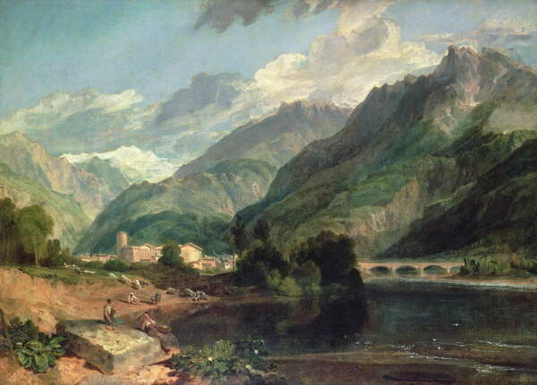 Turner, Joseph Mallord William Turner, Joseph Mallord William - Obrazová reprodukce Bonneville, Savoy with Mont Blanc, (40 x 30 cm)