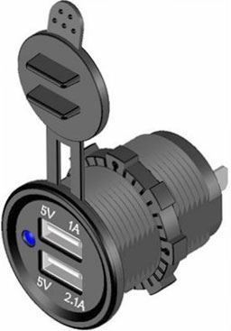 Napájecí zdířka 2xUSB DS2013, 2,1A plus 1A