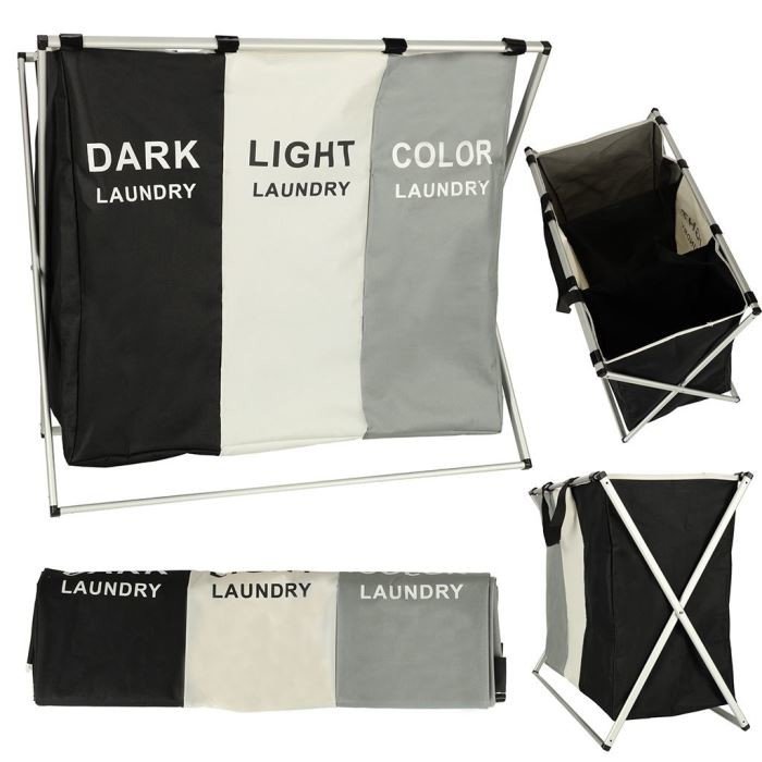 Koš na prádlo, 3 přihrádky, 135l