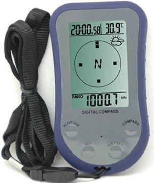 Digitální kompas WS110 s výškoměrem, teploměrem a hodinami, DOPRODEJ