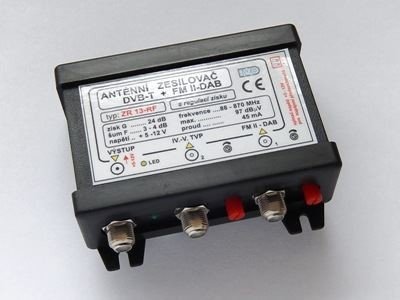 Anténní zesilovač IVO ZR13-F, DVB-T plus FM II-DAB s regulací zisku