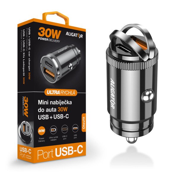 nabíječka pro mobil Chytrá mini nabíječka Aligator Cn Pd 40W, 2xUSB-C, bílá