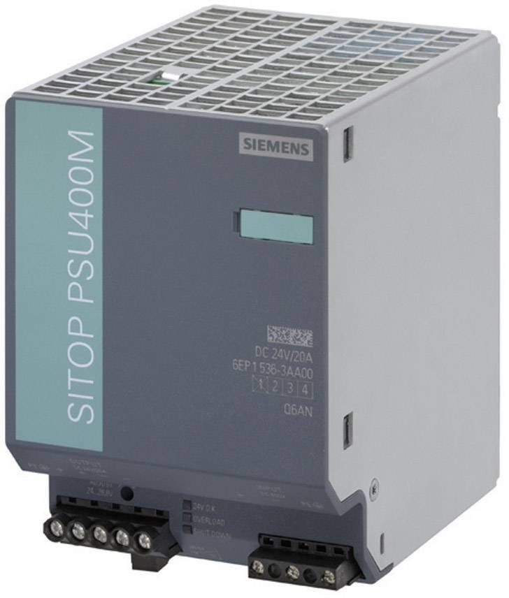 Siemens SITOP PSU400M 24 V/20 A síťový zdroj na DIN lištu 24 V/DC 20 A 480 W Počet výstupů:1 x Obsahuje 1 ks