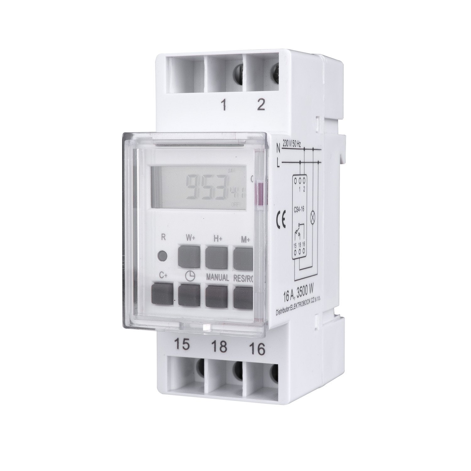 ELEKTROBOCK Časový spínač na DIN lištu CS4-16