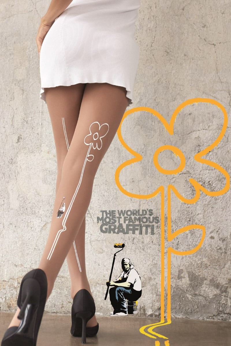 Matné béžové vzorované punčochy Banksy Two Lines 20DEN