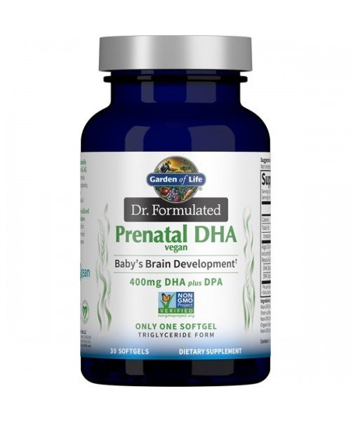 Garden of life Dr. Formulated Vegan Prenatal DHA, omega 3 pro těhotné ženy, 30 kapslí