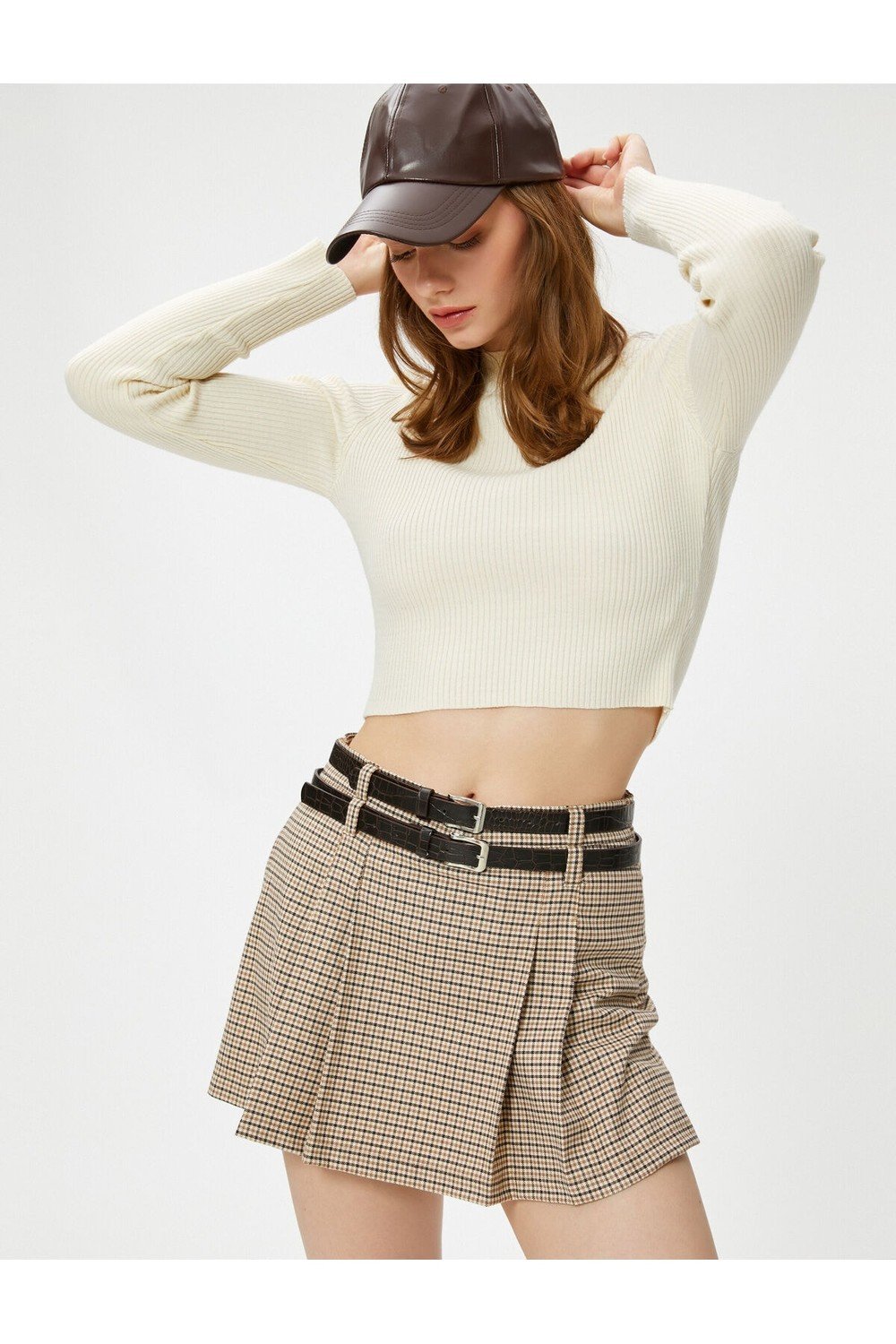 Koton Crop Sweater Half Turtleneck Ribbed