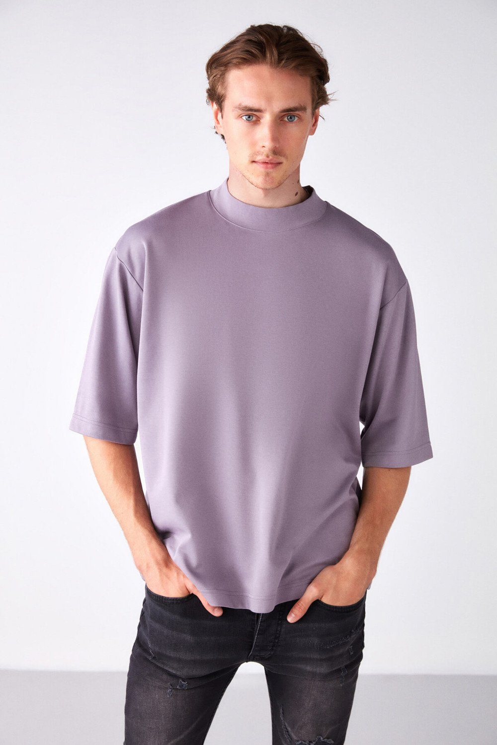 GRIMELANGE Asco Basic Oversize Lilac T-shirt