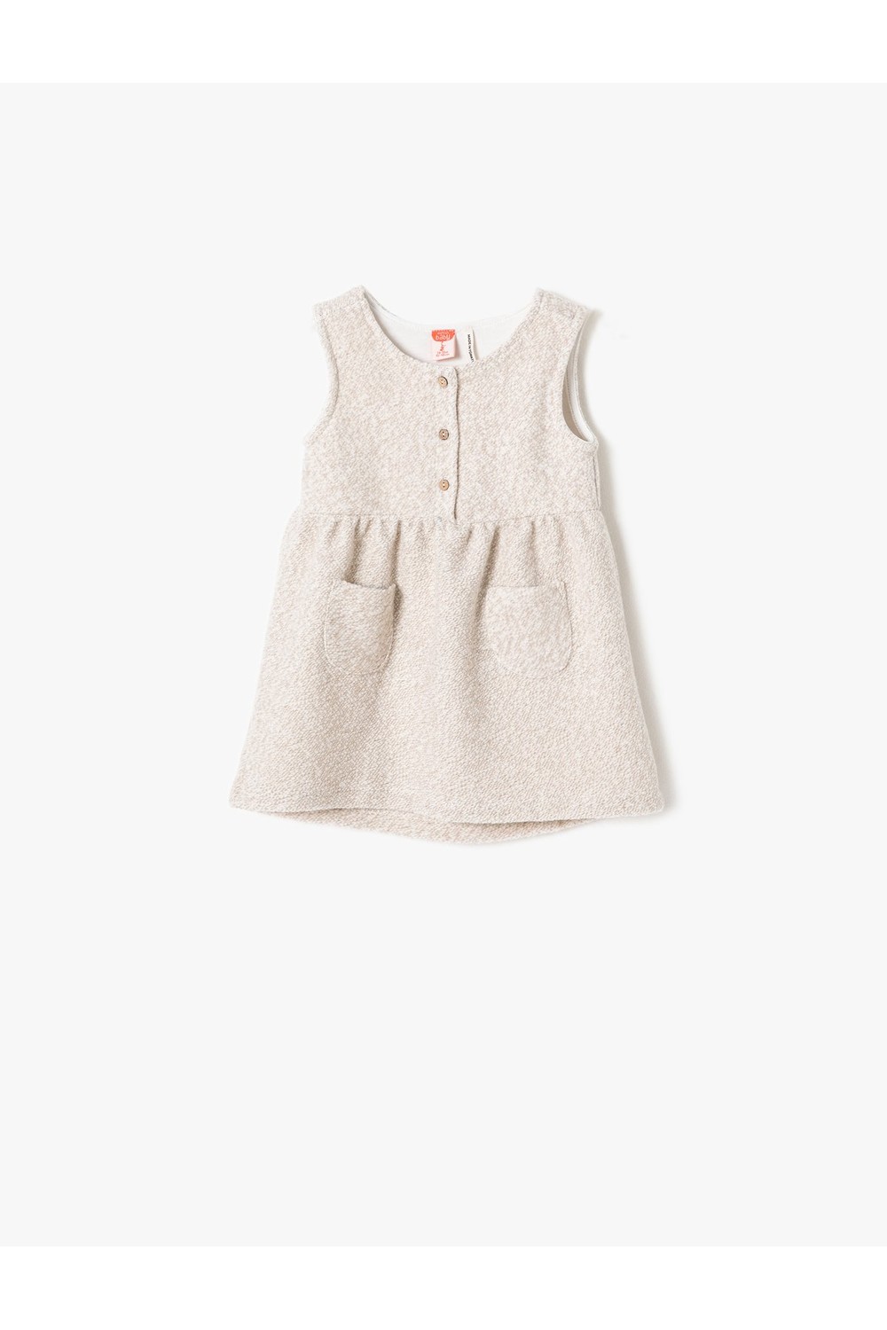 Koton Dress is Sleeveless, Crew Neck Button Detailed, Pockets.