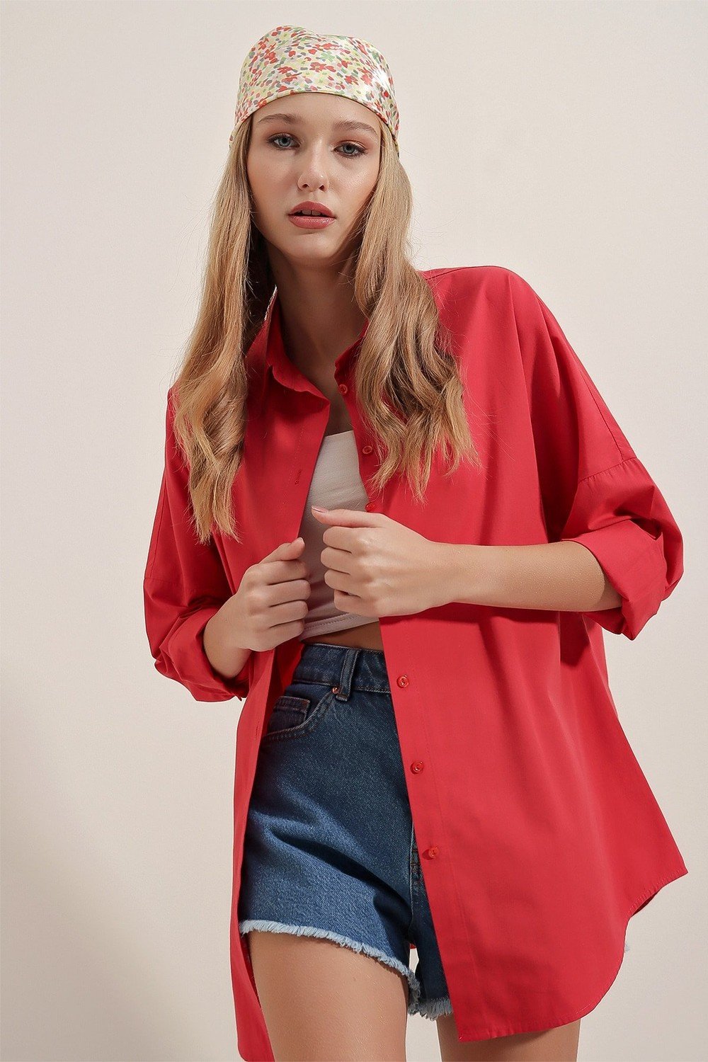 Bigdart 3900 Oversize Basic Long Shirt - Red