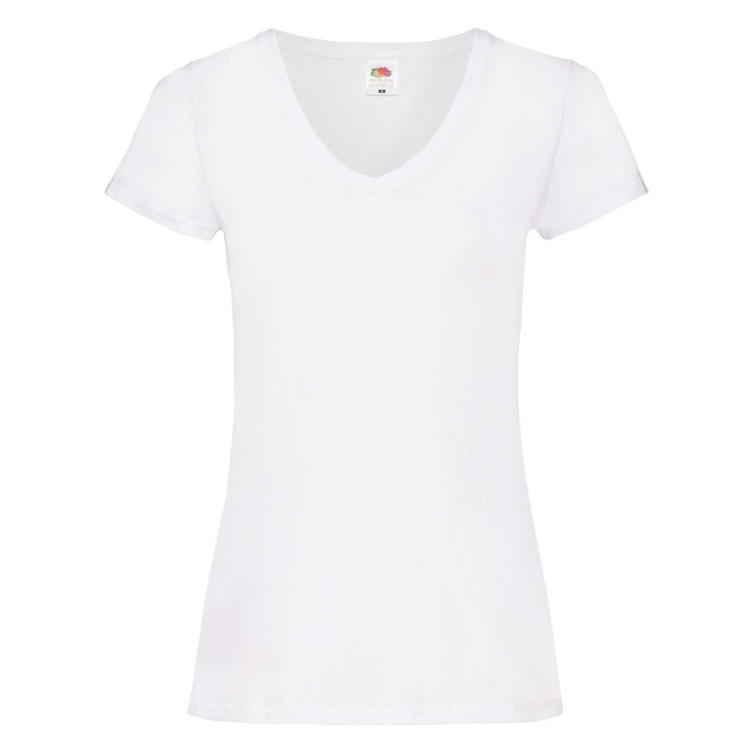 White v-neck Women's T-shirt Valueweight Fruit of the Loom