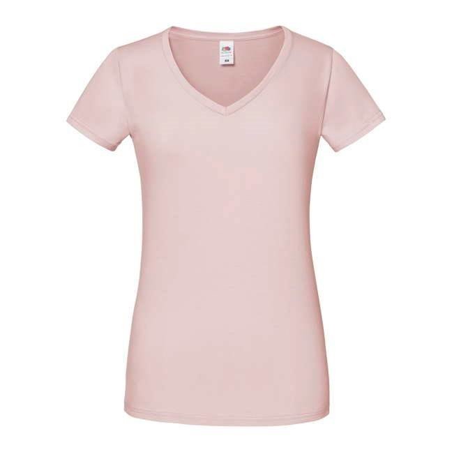 Pudrowa koszulka damska Iconic Vneck Fruit of the Loom