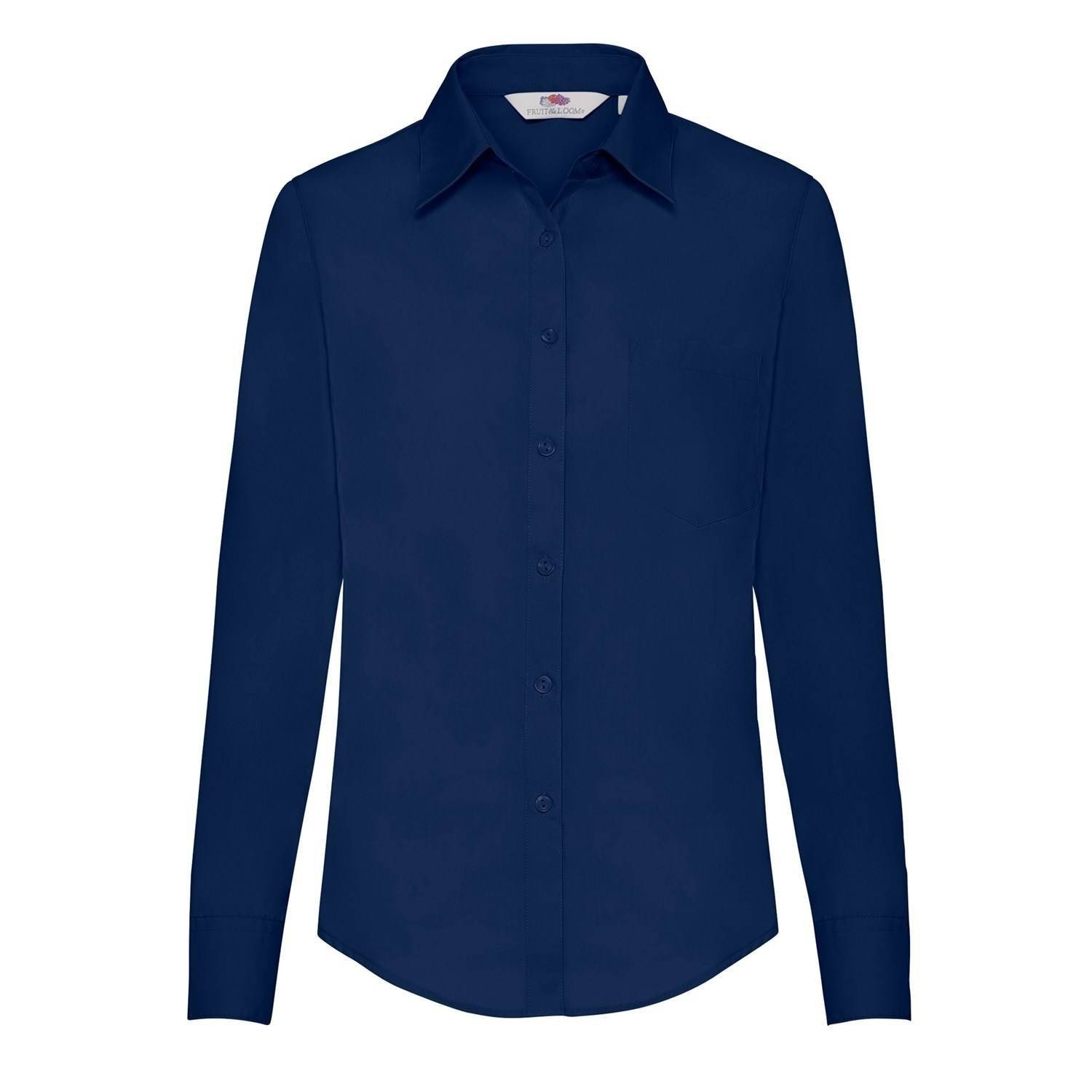 Navy blue women's poplin shirt classic Fruit Of The Loom