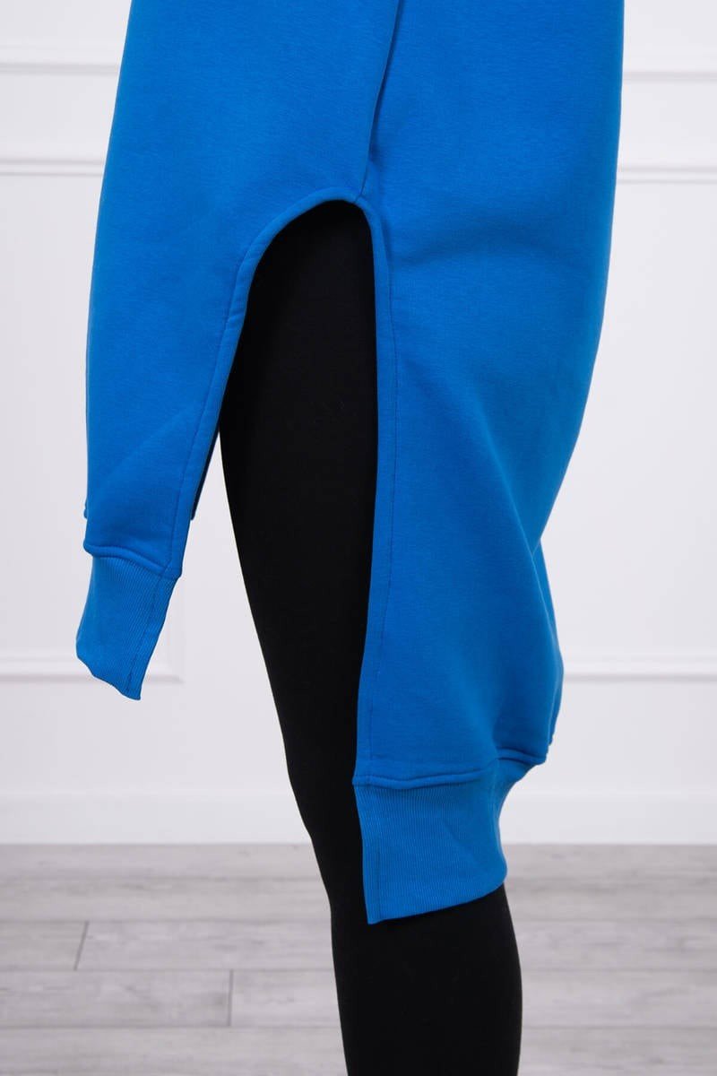 Zateplená mikina s rozparky na bocích fialově modrá