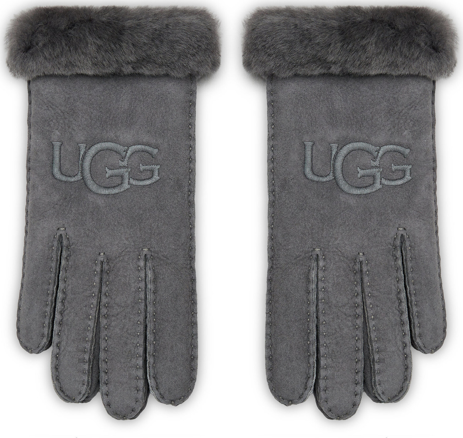 Dámské rukavice Ugg W Sheepskin Embroider Glove 20931 Metal