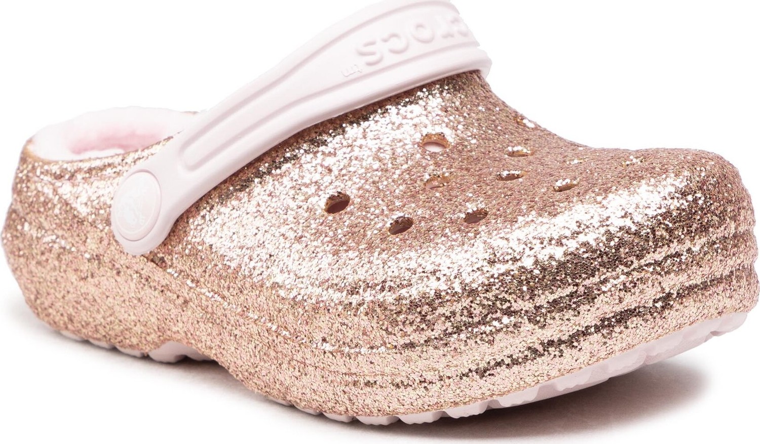 Nazouváky Crocs Classic Lined Glitter Clog K 207462 Gold/Barely Pink
