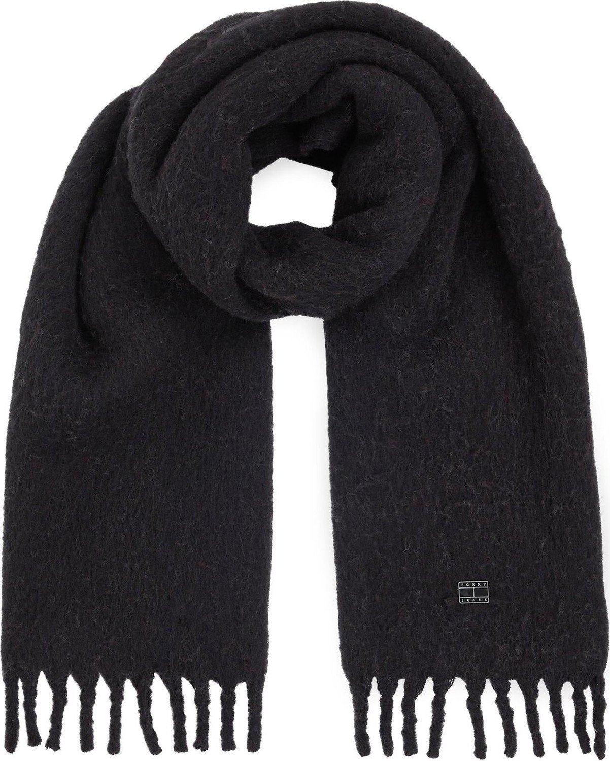 Šál Tommy Jeans Tjw Cosy Knit Scarf AW0AW15904 Black BDS