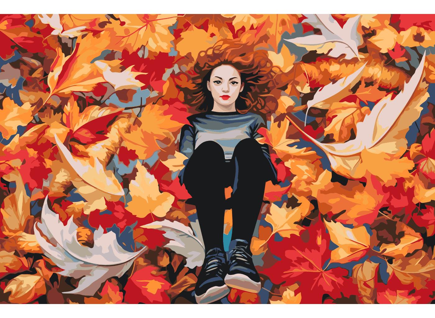 MALUJEŠ Malování podle čísel - VE VÍRU LISTÍ Rozměr: 40x60 cm, Rámování: bez rámu a bez vypnutí plátna