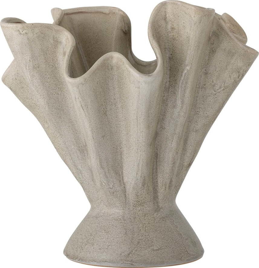 Béžová ručně vyrobená váza z kameniny Plier – Bloomingville