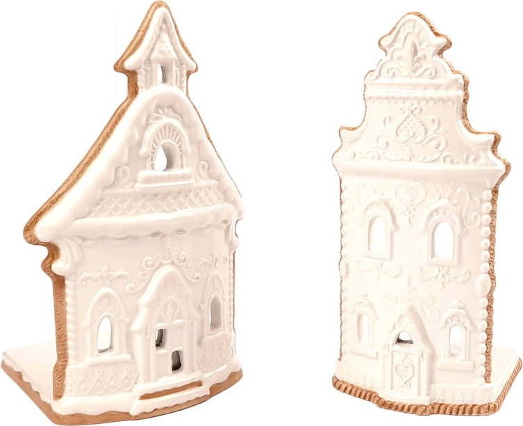 Porcelánové svícny v sadě 2 ks Gingerbread House – Ego Dekor