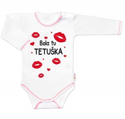 Body dlouhý rukáv s vtipným textem Baby Nellys, Bola tu TETUŠKA, vel. 56 (1-2m)