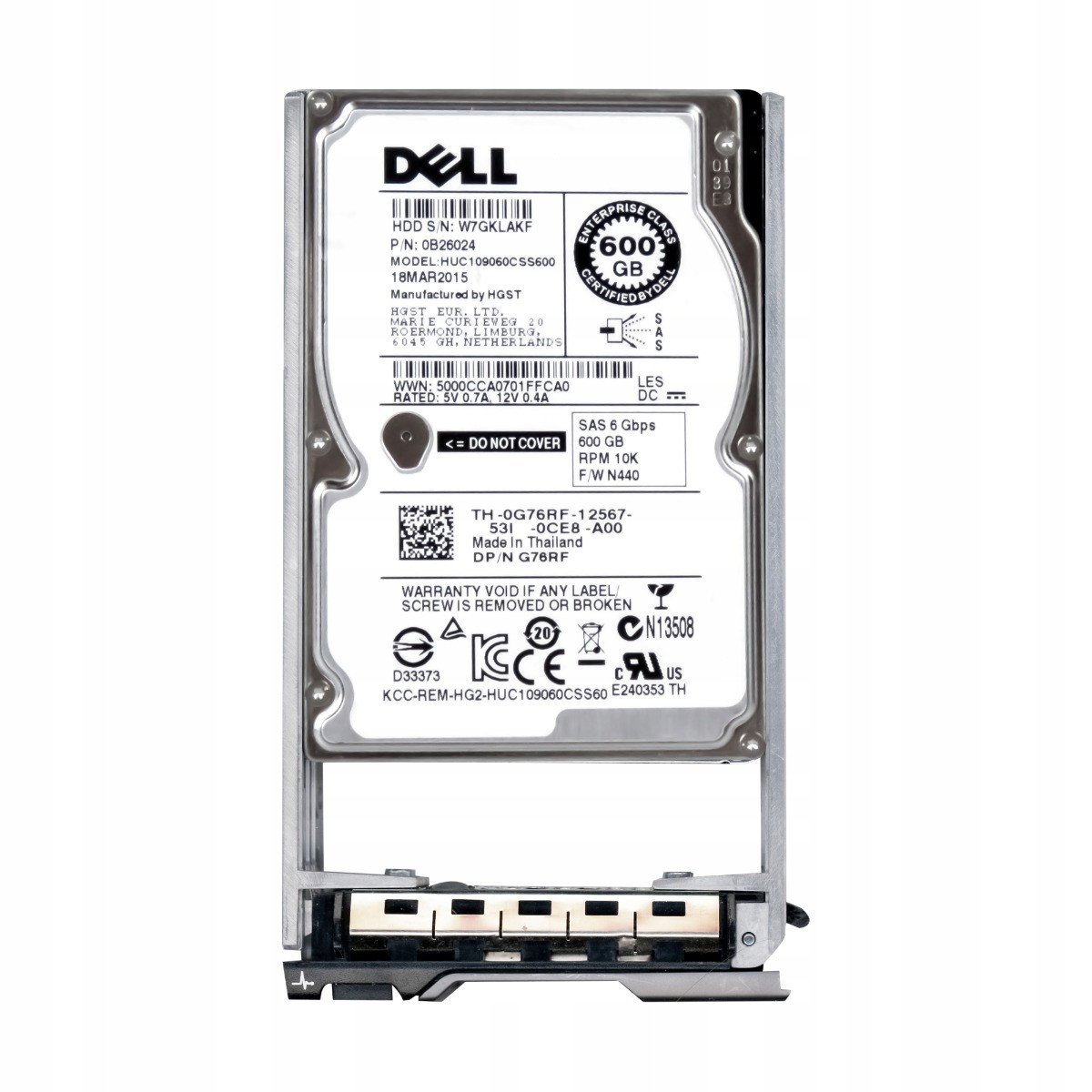Dell 0G76RF 600GB 10K SAS-2 2.5'' HUC109060CSS600