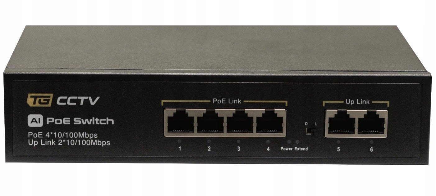 Switch 4x PoE 10/100Mbps 802.3af/at 2x Uplink