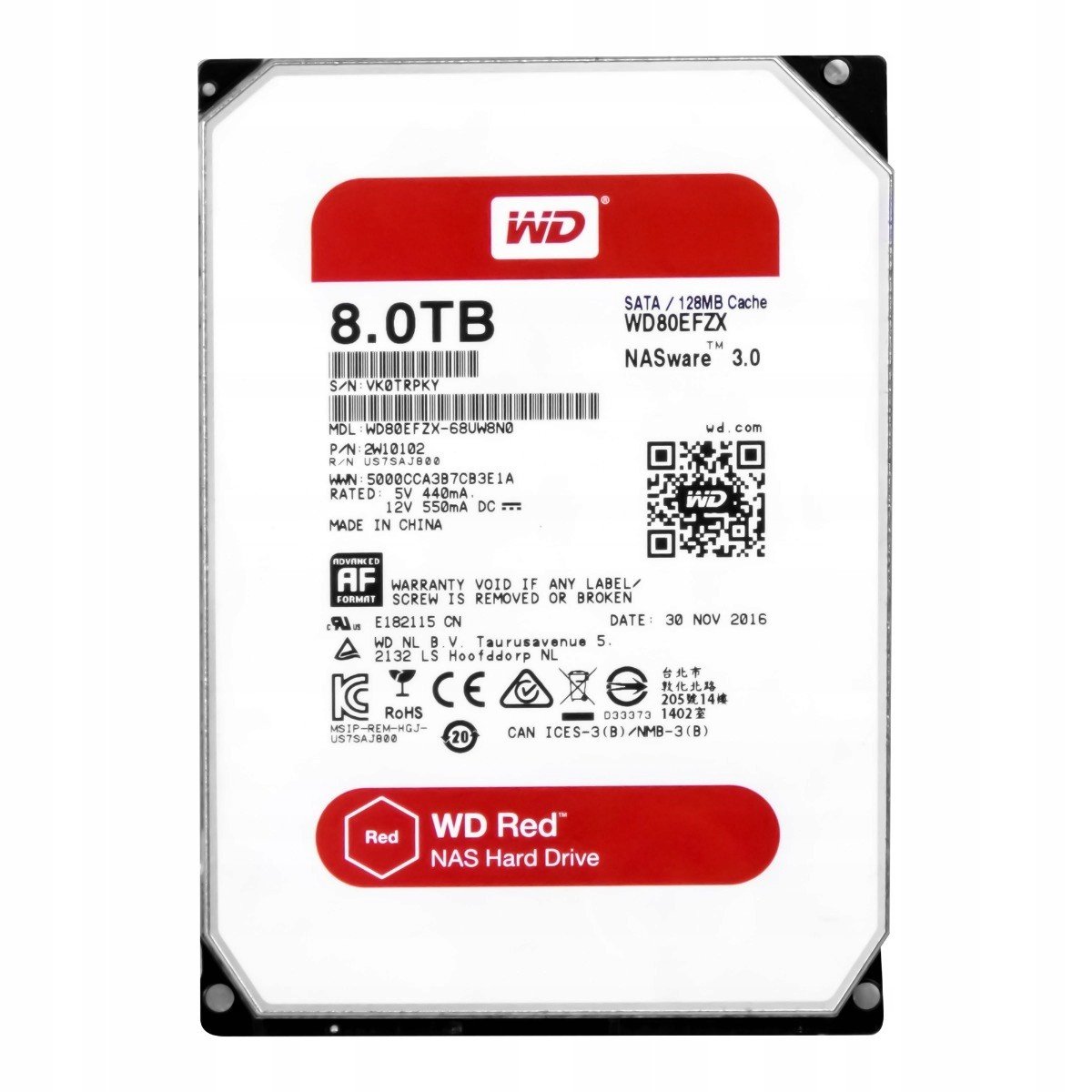 Wd Red 8TB 5.4K 128MB Sata III 3.5'' WD80EFZX 3.0
