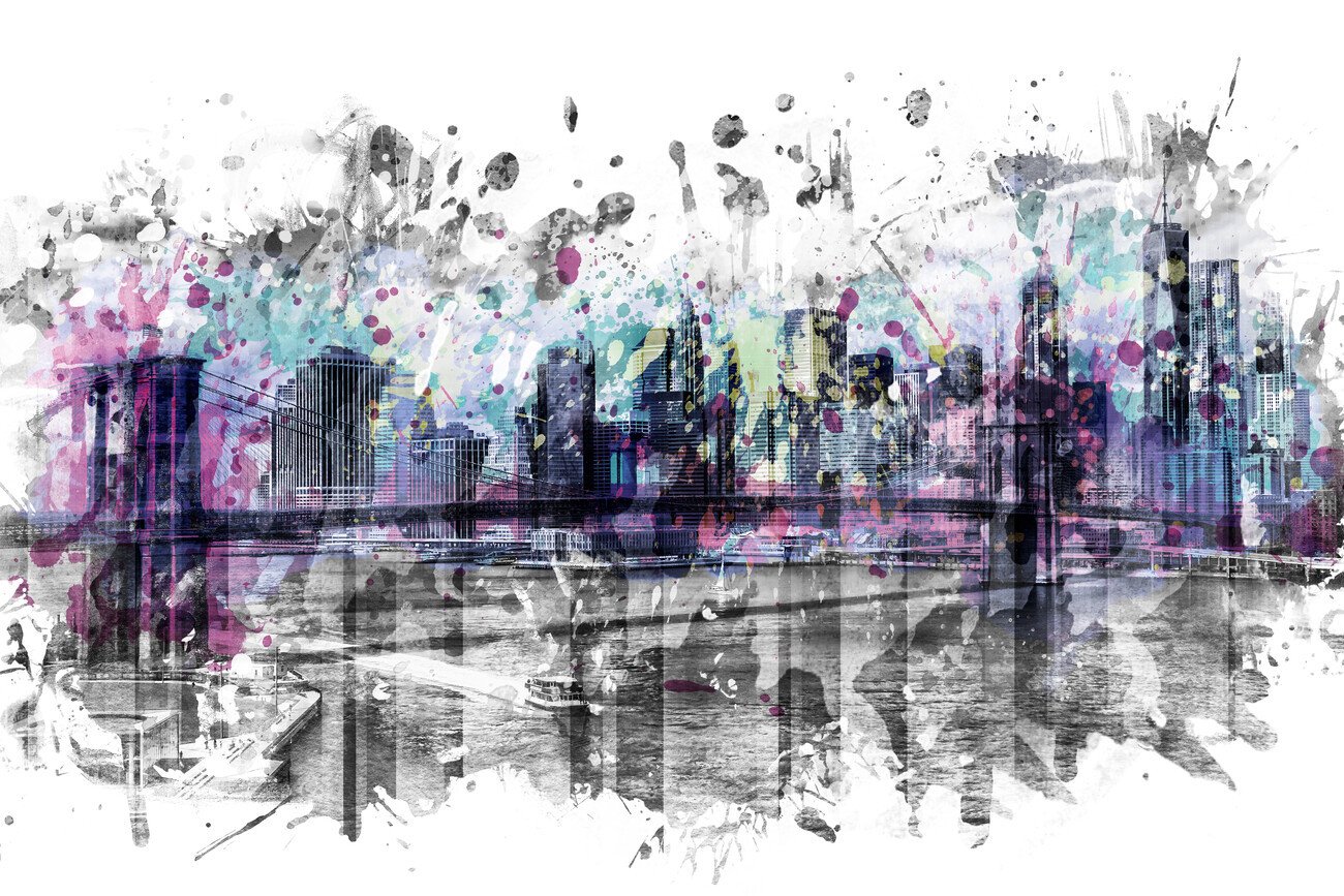 Melanie Viola Ilustrace Modern Art NEW YORK CITY Skyline Splashes, Melanie Viola, (40 x 26.7 cm)