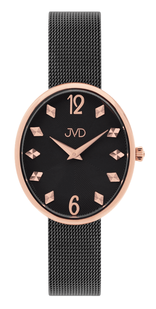 JVD Dámské oválné černé rose gold náramkové hodinky JVD J4194.3