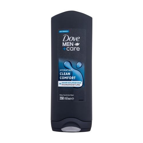 Dove Men + Care Hydrating Clean Comfort 250 ml hydratační sprchový gel na tělo, obličej a vlasy pro muže