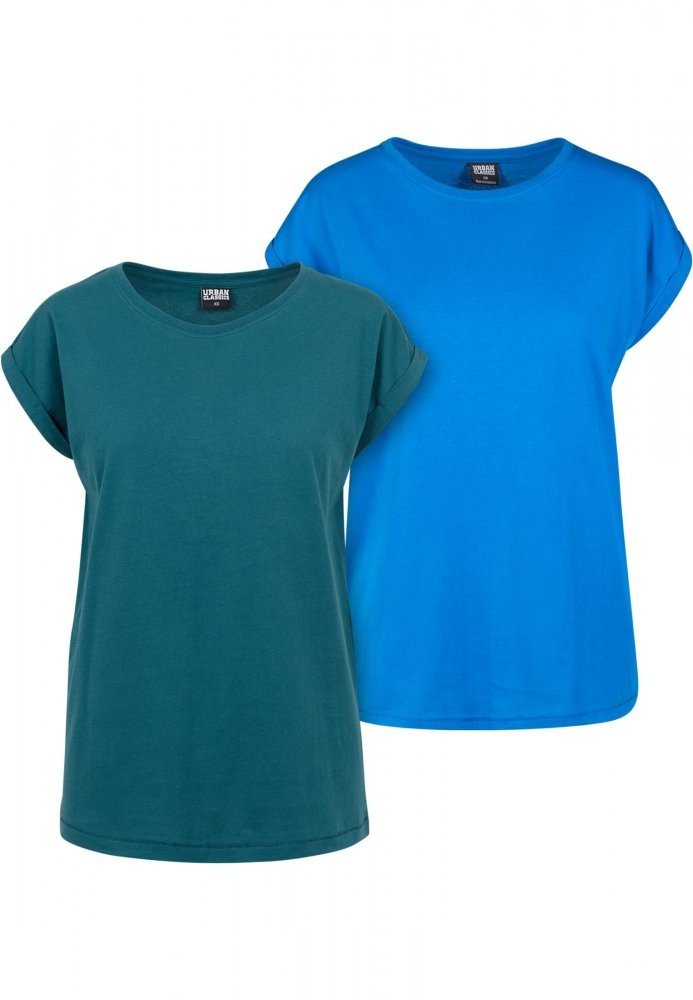 Ladies Extended Shoulder Tee 2-Pack - teal/brightblue L
