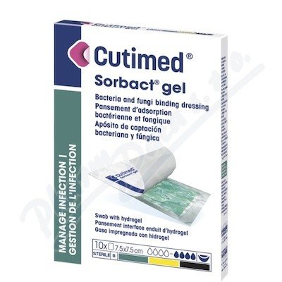 Cutimed Sorbact Gel 7,5xcmx7,5cm antimikrobiální krytí sorbact s hydro