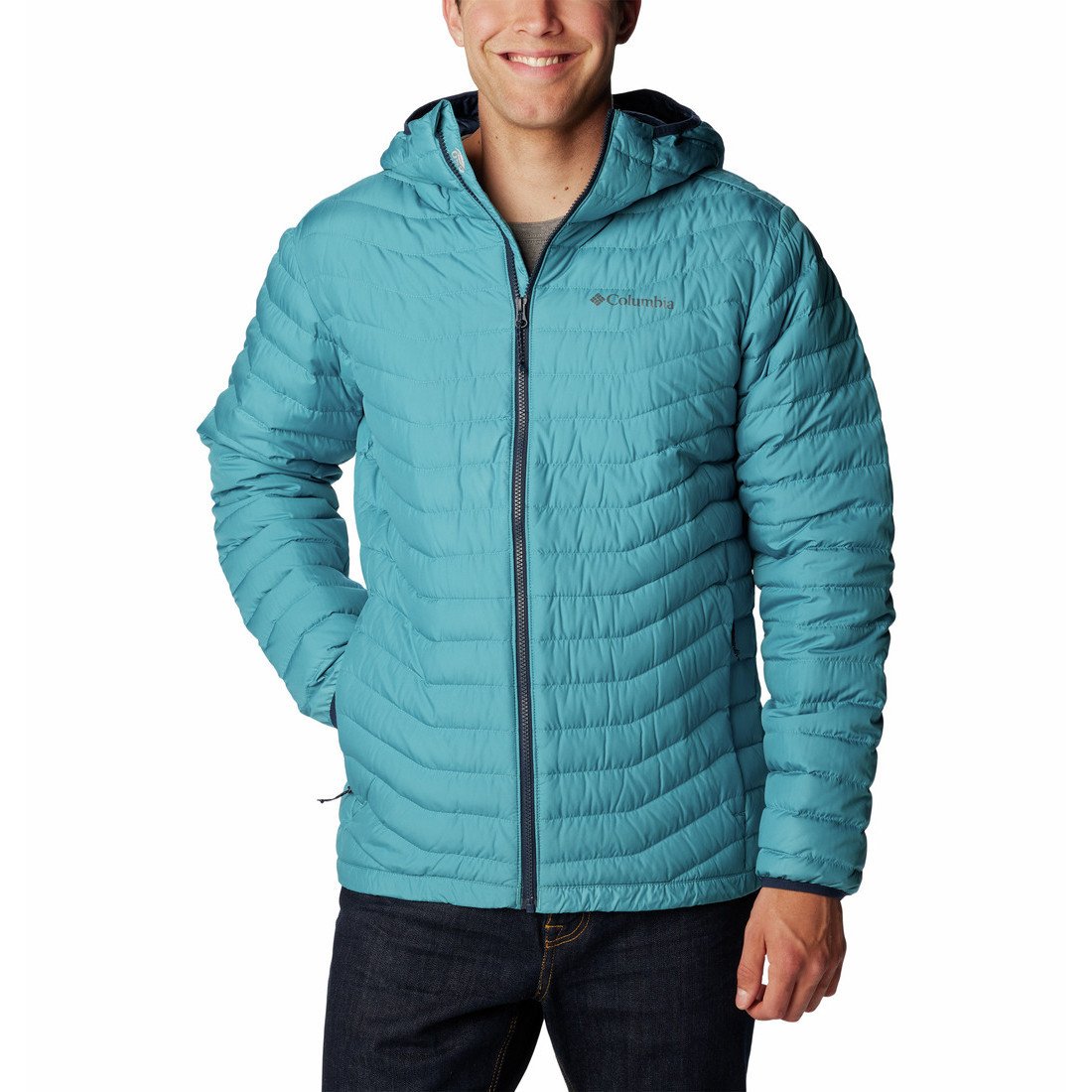 Pánská bunda Columbia Westridge™ Down Hooded Jacket Velikost: M / Barva: modrá