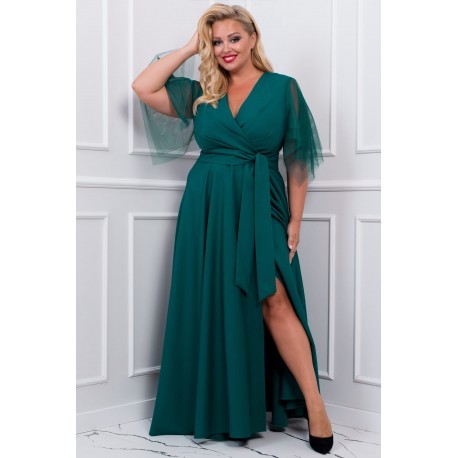 Dámské dlouhé společenské šaty EVITTA zelené, Velikost 44, Barva Zelená BOSCA FASHION 315-4