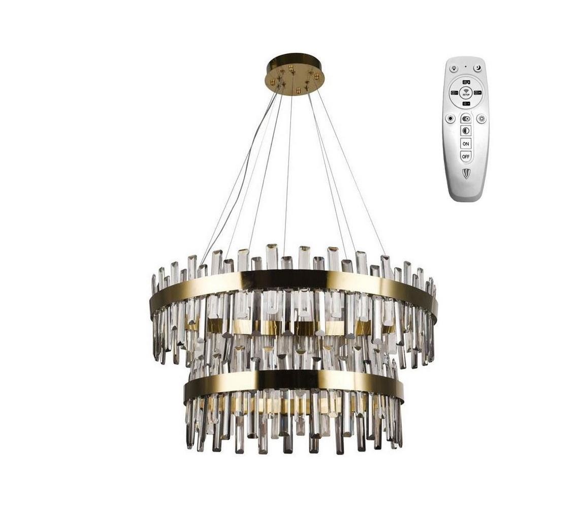 LED Stmívatelný křišťálový lustr na lanku LED/190W/230V + dálkové ovládání