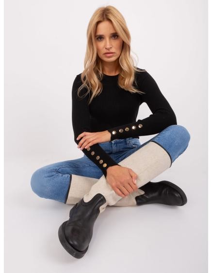 Dámský svetr s knoflíky na rukávech BROCKA černý