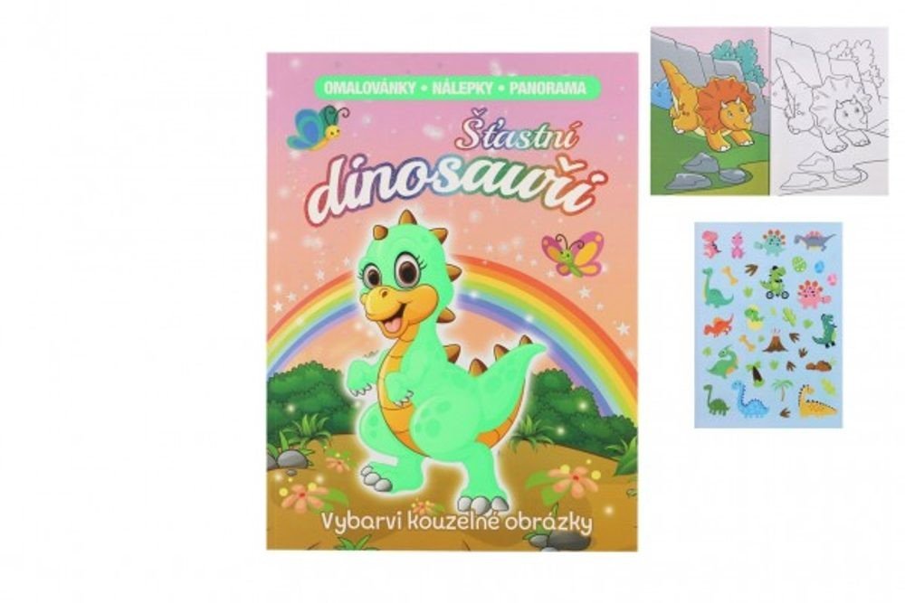 FONI Book Omalovánky se samolepkami Šťastní dinosauři A4 23x31cm