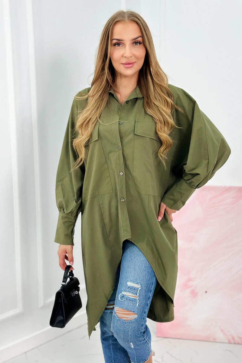 Bavlněná oversize khaki košile