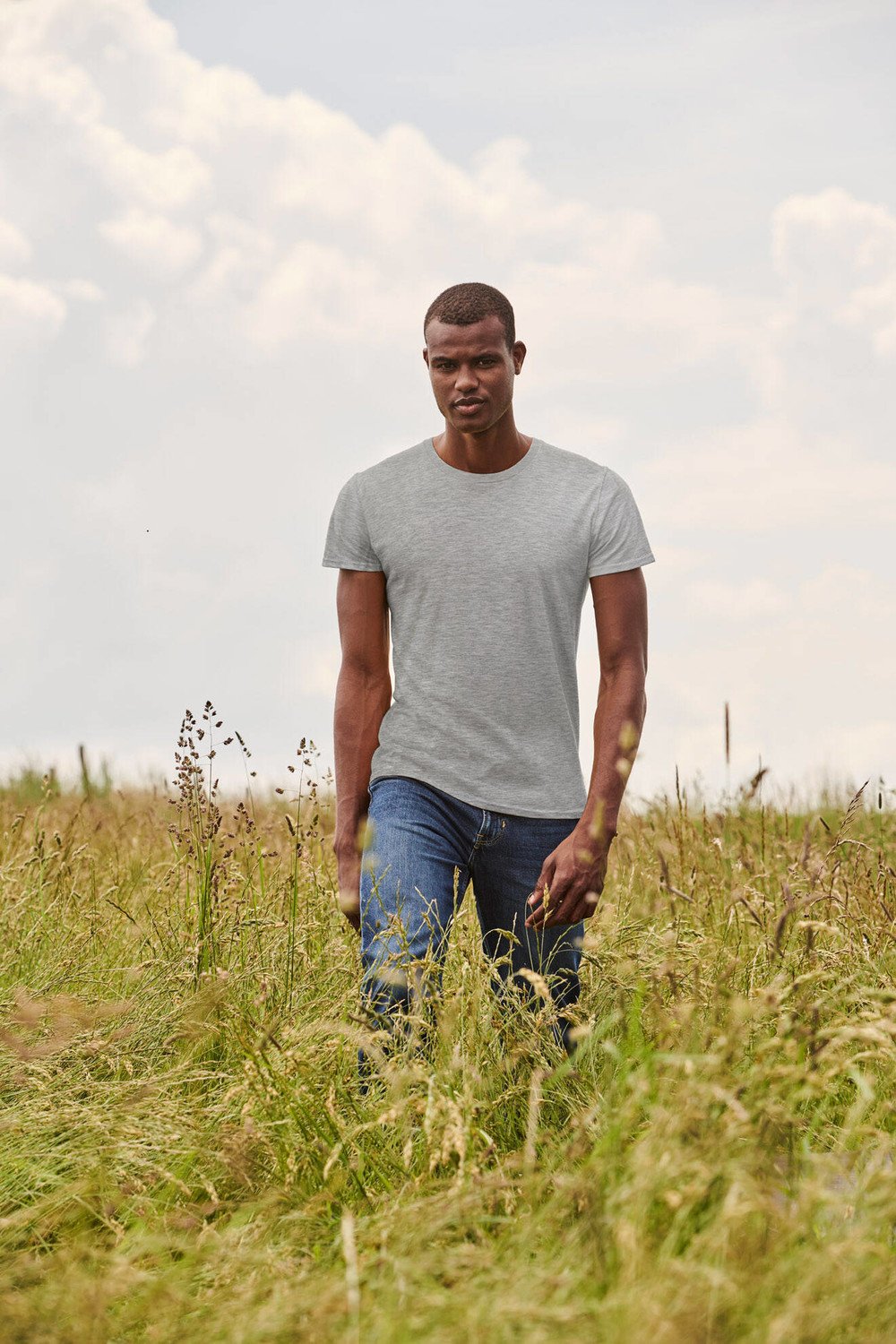 Grey Iconic Combed Cotton T-shirt Fruit of the Loom