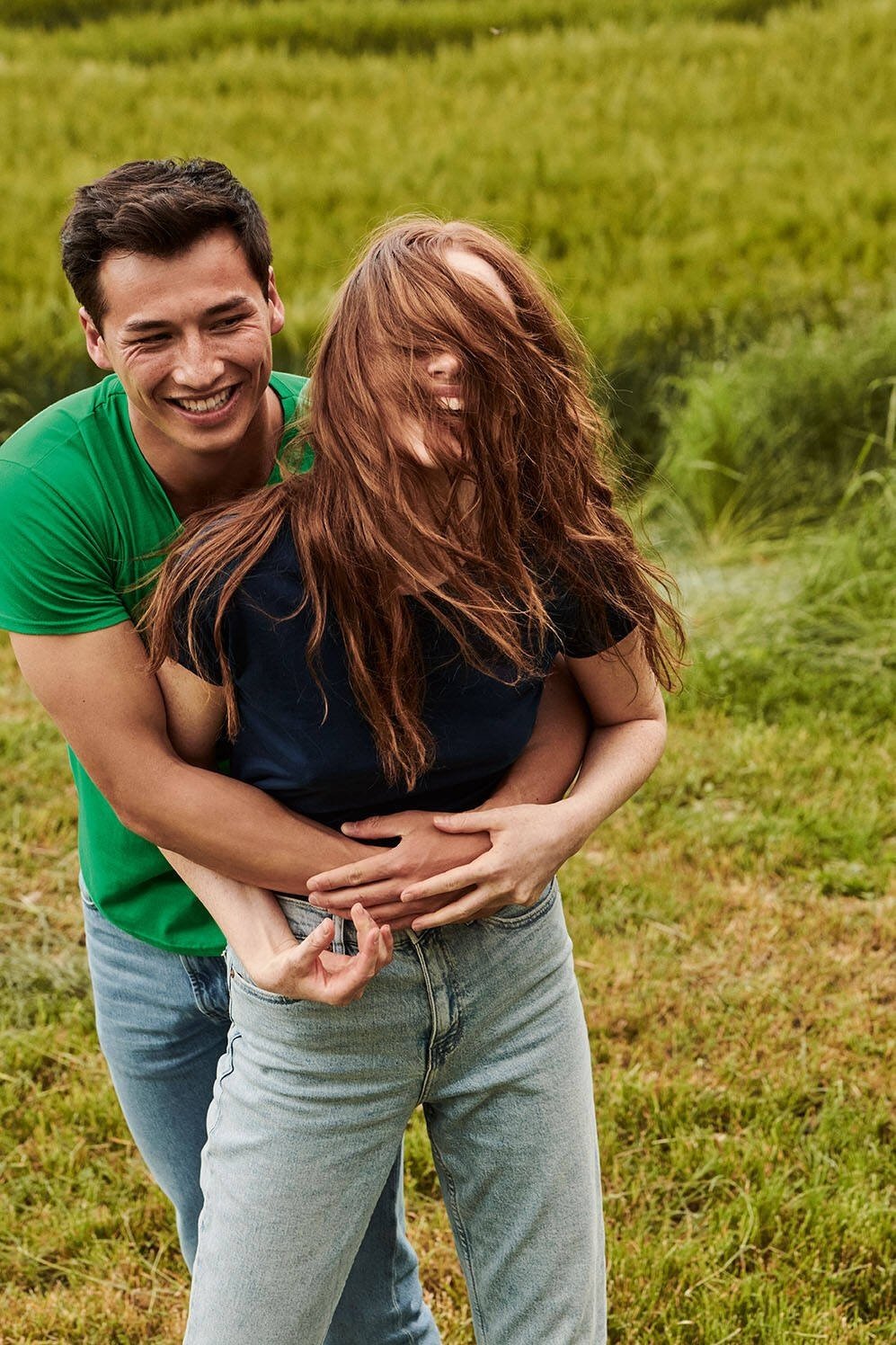 Green men's t-shirt in combed cotton Iconic with Fruit of the Loom sleeve