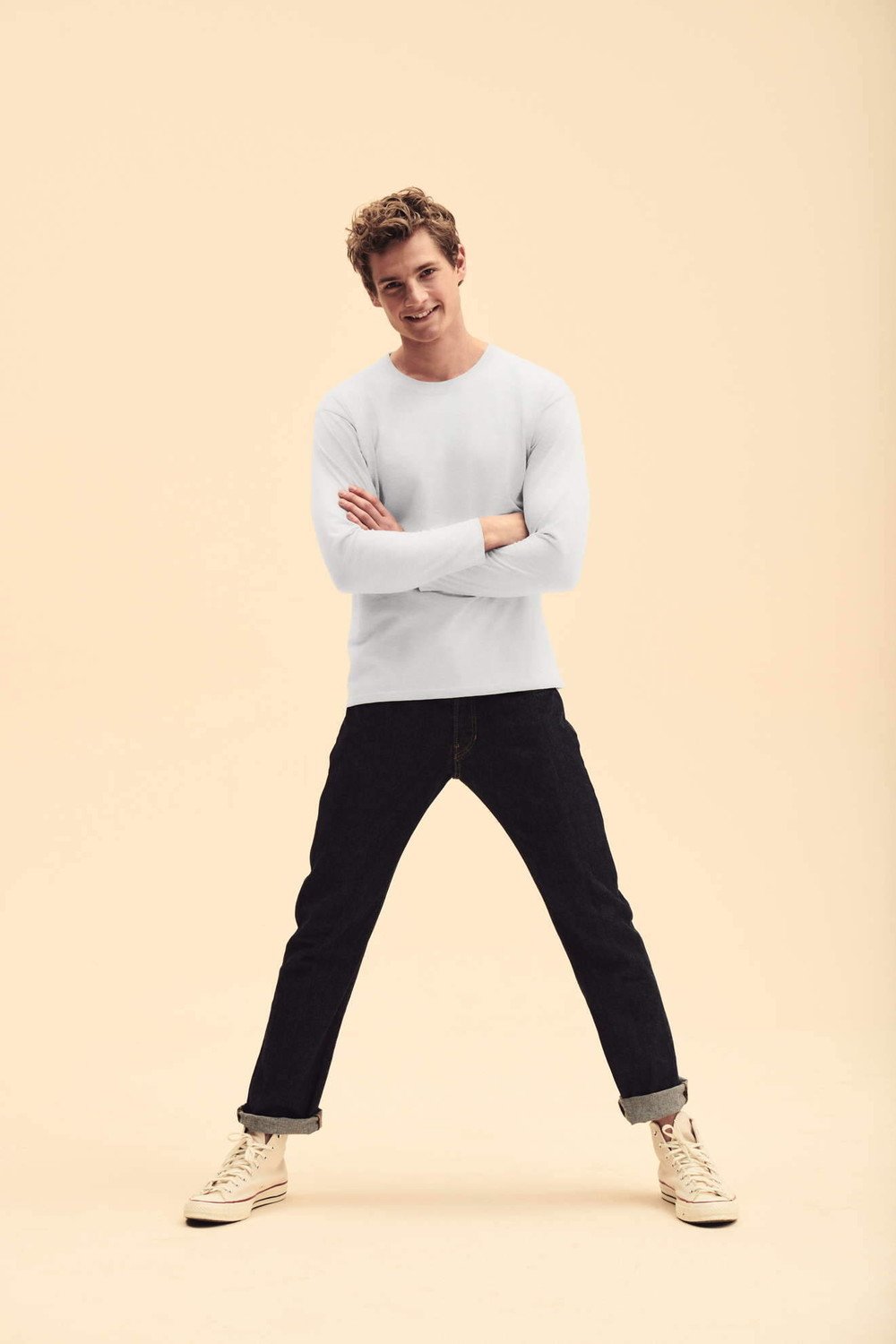 White Men's T-shirt Original Sleeve Fruit of the Loom