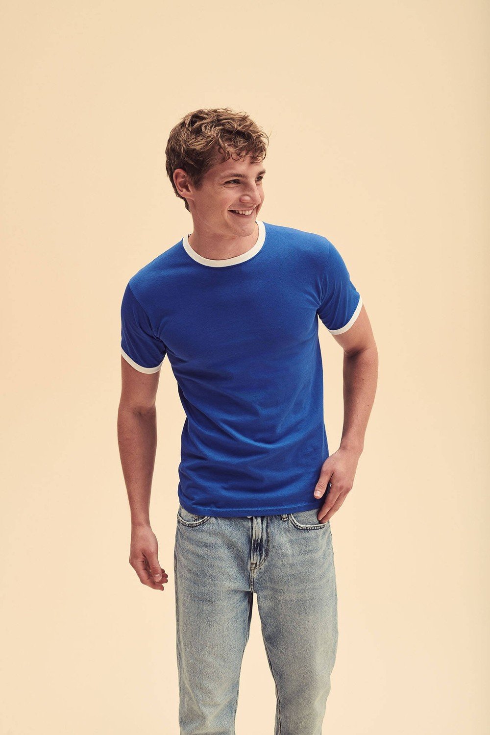 Ringer Fruit of the Loom Blue T-shirt